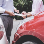 Driver pointing to false insurance statement