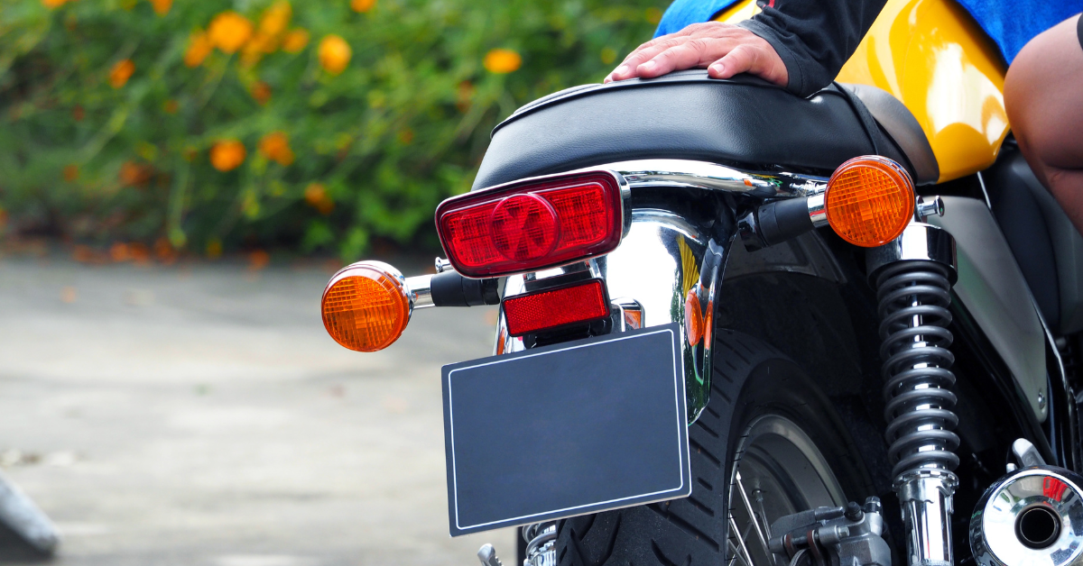 Motorcycle with visible turn signals